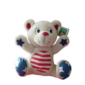 Vtg Peek-A-Boo Toys Patriotic Stuffed Teddy Bear Animal Plush 10.5 Stars Stripes